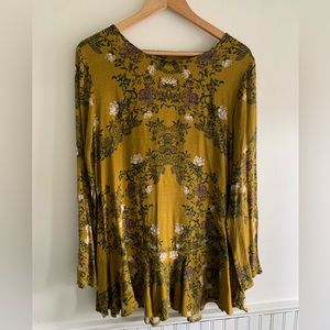 Free People Boho Floral Blouse with Scoop Back